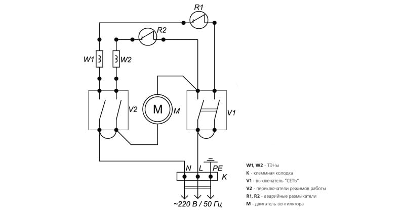 Электрическая схема масляного радиатора